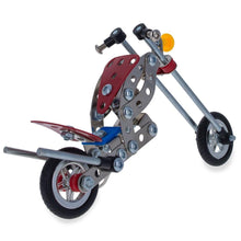 Load image into Gallery viewer, Metal Motorcycle Model Kit Buildable Chopper Toy with Bolts &amp; Tools DIY  (105 Pieces) 7.5 Inches