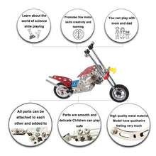 Load image into Gallery viewer, Metal Motorcycle Model Kit Buildable Chopper Toy with Bolts &amp; Tools DIY  (105 Pieces) 7.5 Inches