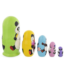 Load image into Gallery viewer, Set of 5 Panda Wooden Nesting Dolls 6 Inches