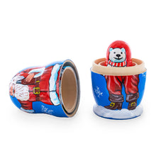 Load image into Gallery viewer, 3 Santa and Polar Bear Wooden Nesting Dolls 4.25 Inches