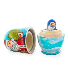 Load image into Gallery viewer, Set of 3 Santa with Gifts Wooden Nesting Dolls Figurines 4.25 Inches