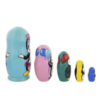 Load image into Gallery viewer, Set of 5 Penguins Wooden Nesting Dolls 6 Inches