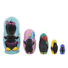 Load image into Gallery viewer, Set of 5 Penguins Wooden Nesting Dolls 6 Inches