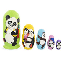 Load image into Gallery viewer, Set of 5 Panda Wooden Nesting Dolls 6 Inches