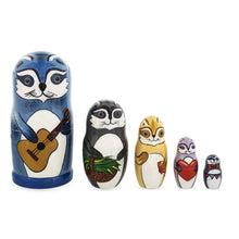 Load image into Gallery viewer, Set of 5 Raccoon Family Wooden Nesting Dolls 6 Inches
