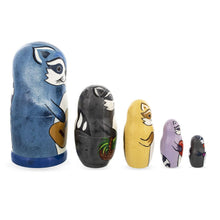 Load image into Gallery viewer, Set of 5 Raccoon Family Wooden Nesting Dolls 6 Inches