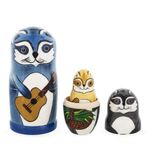 Load image into Gallery viewer, Set of 5 Raccoon Family Wooden Nesting Dolls 6 Inches