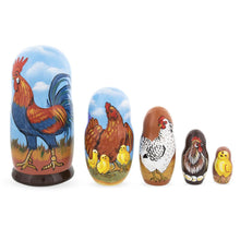 Load image into Gallery viewer, Rooster And Family Wooden Nesting Dolls