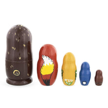 Load image into Gallery viewer, Set of 5 Bear, Fox, Owl, Bunny &amp; Otter Wooden Nesting Dolls 6 Inches