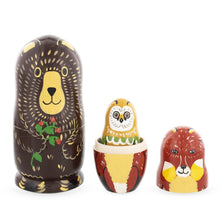 Load image into Gallery viewer, Set of 5 Bear, Fox, Owl, Bunny &amp; Otter Wooden Nesting Dolls 6 Inches