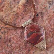 Load image into Gallery viewer, Modern Red Jasper and Golden Pendant Necklace