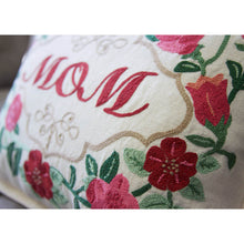 Load image into Gallery viewer, Mom Love Letters Hand-Embroidered Pillow - Available in Rose and Natural by CatStudio