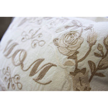 Load image into Gallery viewer, Mom Love Letters Hand-Embroidered Pillow - Available in Rose and Natural by CatStudio