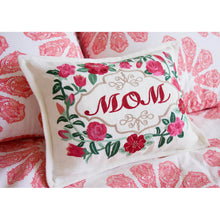Load image into Gallery viewer, Mom Love Letters Hand-Embroidered Pillow - Available in Rose and Natural by CatStudio