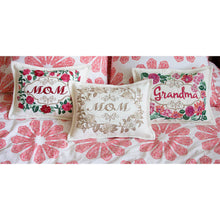 Load image into Gallery viewer, Mom Love Letters Hand-Embroidered Pillow - Available in Rose and Natural by CatStudio