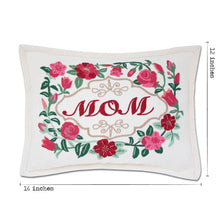 Load image into Gallery viewer, Mom Love Letters Hand-Embroidered Pillow - Available in Rose and Natural by CatStudio