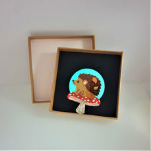 Load image into Gallery viewer, Moon Gazing Hedgehog Brooch by Cherryloco