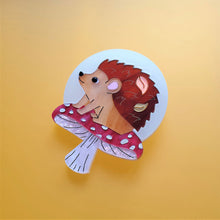 Load image into Gallery viewer, Moon Gazing Hedgehog Brooch by Cherryloco