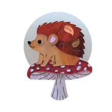 Load image into Gallery viewer, Moon Gazing Hedgehog Brooch by Cherryloco