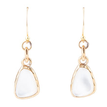 Load image into Gallery viewer, White Mother of Pearl Golden Drop Earrings