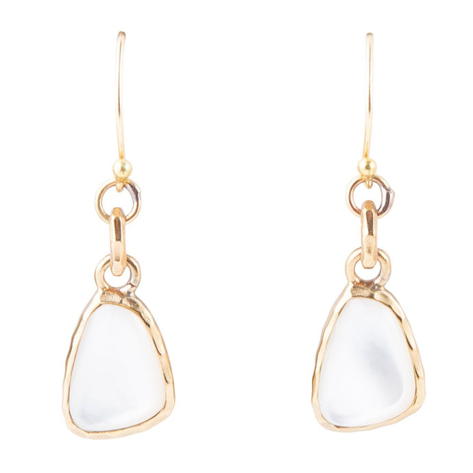 White Mother of Pearl Golden Drop Earrings