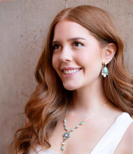 Load image into Gallery viewer, White Mother of Pearl and Blue Turquoise Golden Barcelona Y-Necklace