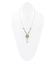 Load image into Gallery viewer, White Mother of Pearl and Blue Turquoise Golden Barcelona Y-Necklace