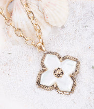 Load image into Gallery viewer, Maltese Cross White Mother of Pearl Golden Chain Pendant Necklace