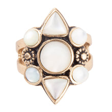 Load image into Gallery viewer, White Mother of Pearl Golden Statement Ring
