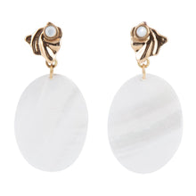 Load image into Gallery viewer, Mother of Pearl Slab Drop Earrings