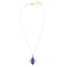 Load image into Gallery viewer, Motif Purple Agate and Golden Bronze Pendant Necklace