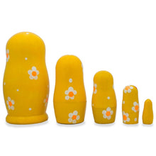 Load image into Gallery viewer, 5 Rooster and Daisies Floral Wooden  Nesting Dolls 4.5 Inches