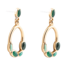 Load image into Gallery viewer, Multi Green Stones Golden Drop Earrings