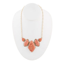 Load image into Gallery viewer, Multi Shape Orange Sponge Coral Pendant Gold Necklace