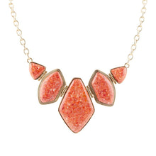 Load image into Gallery viewer, Multi Shape Orange Sponge Coral Pendant Gold Necklace