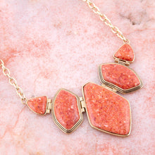 Load image into Gallery viewer, Multi Shape Orange Sponge Coral Pendant Gold Necklace