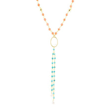 Load image into Gallery viewer, Multi Stone Orange Coral Golden Y-Neck