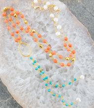 Load image into Gallery viewer, Multi Stone Orange Coral Golden Y-Neck