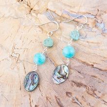Load image into Gallery viewer, Multicolor Abalone and Blue Magnesite Sterling Silver Drop Earrings