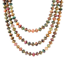 Load image into Gallery viewer, Jeweled Multi-Color Tiger's Eye Triple Strand Golden Necklace
