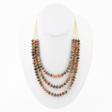 Load image into Gallery viewer, Jeweled Multi-Color Tiger's Eye Triple Strand Golden Necklace