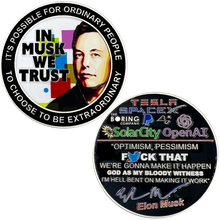 Load image into Gallery viewer, CL5-014 SpaceX Elon Musk Motivational Quote Gift Twitter Challenge Coin Space X Tesla