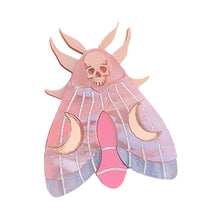 Load image into Gallery viewer, Mystic Moon Moth Brooch- Coral Sunset by Cherryloco