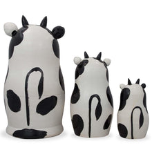 Load image into Gallery viewer, Set of 3 Spotted Cow Family Animal Nesting Dolls 5.5 Inches