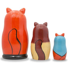 Load image into Gallery viewer, Set of 3 Cats With Fish and Rod Wooden Nesting Dolls 5.5 Inches