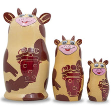 Load image into Gallery viewer, Set of 3 Cow Family Nesting Doll 5.5 Inches