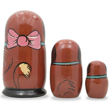 Load image into Gallery viewer, Set of 3 Brown Dog with Ball Wooden Nesting Dolls 5 Inches