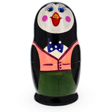 Load image into Gallery viewer, Set of 5 Happy Penguins  Nesting Dolls