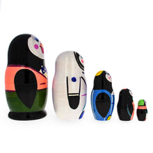 Load image into Gallery viewer, Set of 5 Happy Penguins  Nesting Dolls