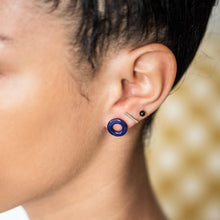 Load image into Gallery viewer, Navy Blue Wavy Donut Stud Earrings